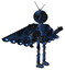 Bot containing digital display head and sleeping face and retro antennas and light chest exoshielding and prototype exoplate chest and cherub wings design and ultralight foot exosuit.