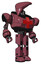 Mech containing flat elongated skull head and heavy upper chest and first aid chest symbol and prototype exoplate legs. Muavewood halftone. Hero pose.