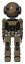 Bot containing round head and maru eyes and head light gadgets and light chest exoshielding and ultralight chest exosuit and rocket pack and prototype exoplate legs. Desert tan painted. Front view.