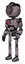 Cyborg containing green dot eye corn row plastic hair and light chest exoshielding and red energy core and ultralight foot exosuit. Dark dirty scrawl sketch. Facing right view.