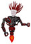 Robot containing humanoid face mask and die robots graffiti design and heavy upper chest and no chest plating and jet propulsion. Grunge dots dark red. Fight or defense pose..