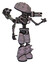 Bot containing metal knucklehead design and light chest exoshielding and minigun back assembly and no chest plating and light leg exoshielding and spike foot mod. Dark sketch. Interacting.