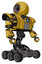 Cyborg containing round head and heavy upper chest and heavy mech chest and blue energy fission element chest and six-wheeler base. Construction yellow halftone. Facing left view.