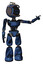 Mech containing digital display head and sleeping face and led and protection bars and light chest exoshielding and ultralight chest exosuit and light leg exoshielding. Grunge dark blue.