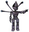 Bot containing grey alien style head and electric eyes and light chest exoshielding and chest valve crank and blue-eye cam cable tentacles and prototype exoplate legs. Light lavender metal.