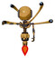 Droid containing round head and light chest exoshielding and blue-eye cam cable tentacles and no chest plating and jet propulsion. Construction yellow halftone. Arm out holding invisible object..
