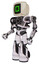 Automaton containing old computer monitor and pixel square design and heavy upper chest and no chest plating and light leg exoshielding and stomper foot mod. White halftone toon. Facing right view.