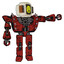 Bot containing old computer monitor and yellow pixel face surprised and old retro speakers and heavy upper chest and heavy mech chest and shoulder spikes and prototype exoplate legs.