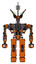 Automaton containing dual retro camera head and communications array head and heavy upper chest and no chest plating and prototype exoplate legs. Secondary orange halftone. Front view.