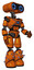 Cyborg containing dual retro camera head and retro 80's head and light chest exoshielding and blue energy core and light leg exoshielding and spike foot mod. Secondary orange halftone.