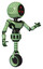 Droid containing three led eyes round head and light chest exoshielding and ultralight chest exosuit and unicycle wheel. Green tint toon. Interacting.