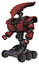 Cyborg containing flat elongated skull head and heavy upper chest and heavy mech chest and barbed wire chest armor cage and six-wheeler base. Light brick red. Facing right view.