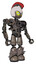 Bot containing grey alien style head and yellow eyes with blue pupils and galea roman soldier ornament and helmet and heavy upper chest and no chest plating and light leg exoshielding .
