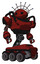 Bot containing oval wide head and techno halo ornament and heavy upper chest and six-wheeler base. Matted red. Hero pose.