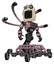 Cyborg containing old computer monitor and old computer magnetic tape and light chest exoshielding and chest valve crank and blue-eye cam cable tentacles and insect walker legs. Grayish pink.