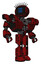 Droid containing digital display head and three horizontal line design and eye lashes deco and heavy upper chest and heavy mech chest and prototype exoplate legs. Grunge dots dark red. Hero pose.