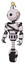 Droid containing oval wide head and minibot ornament and light chest exoshielding and rubber chain sash and unicycle wheel. White halftone toon. Standing looking right restful pose.