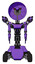 Bot containing dual retro camera head and satellite dish head and light chest exoshielding and ultralight chest exosuit and minigun back assembly and six-wheeler base. Secondary purple halftone.