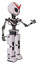 Robot containing grey alien style head and black eyes and light chest exoshielding and no chest plating and prototype exoplate legs. White halftone toon. Interacting.