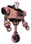 Cyborg containing humanoid face mask and red clown marks and heavy upper chest and chest compound eyes and unicycle wheel. Toon pink tint. Facing left view.
