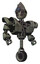 Droid containing grey alien style head and metal grate eyes and alien bug creature hat and heavy upper chest and heavy mech chest and unicycle wheel. Concrete grey metal. Hero pose.