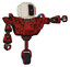 Automaton containing old computer monitor and magenta symbol display and red buttons and heavy upper chest and heavy mech chest and battle mech chest and unicycle wheel. Grunge dots cherry tomato red.