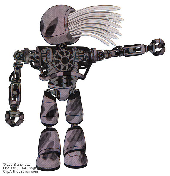 Android Containing Round Fiber Optic Connectors Head And Heavy Upper Chest And No Chest Plating And Light Leg Exoshielding. Sketch Pad Wet Ink Smudge. Pointing Left Or Pushing A Button.. #18803
