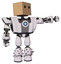 Automaton containing dual retro camera head and cardboard box head and heavy upper chest and heavy mech chest and blue energy fission element chest and light leg exoshielding and spike foot mod.