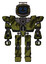 Mech containing digital display head and happy face and led and protection bars and heavy upper chest and heavy mech chest and prototype exoplate legs. Grunge army green. Front view.