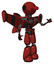 Mech containing oval wide head and red horizontal visor and light chest exoshielding and stellar jet wing rocket pack and no chest plating and light leg exoshielding. Cherry tomato red. Interacting.