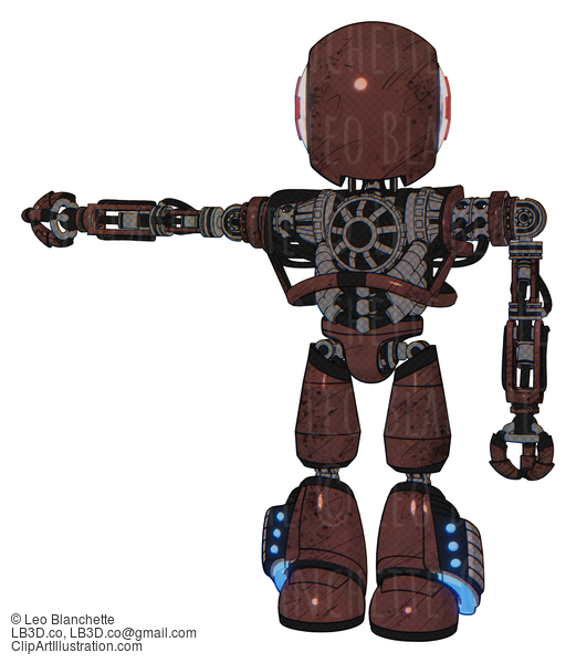 Android Containing Round Head And First Aid Emblem And Heavy Upper Chest And No Chest Plating And Light Leg Exoshielding And Megneto-Hovers Foot Mod. Steampunk Copper. #18832