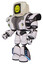 Robot containing old computer monitor  and  pixel design of yellow happy face  and  heavy upper chest  and  heavy mech chest  and  green cable sockets array  and  light leg exoshielding .