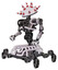 Bot containing red and white cone dome head and heavy upper chest and no chest plating and insect walker legs. White halftone toon. Facing right view.