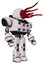 Bot containing jellyfish style head red fiber optic tentacles and heavy upper chest and chest energy sockets and prototype exoplate legs. White halftone toon. Facing left view.