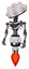 Droid containing techno multi-eyed domehead design and light chest exoshielding and no chest plating and jet propulsion. White halftone toon. Standing looking right restful pose.