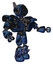 Mech containing digital display head and sleeping face and winglets and heavy upper chest and heavy mech chest and light leg exoshielding and spike foot mod. Grunge dark blue. Interacting.