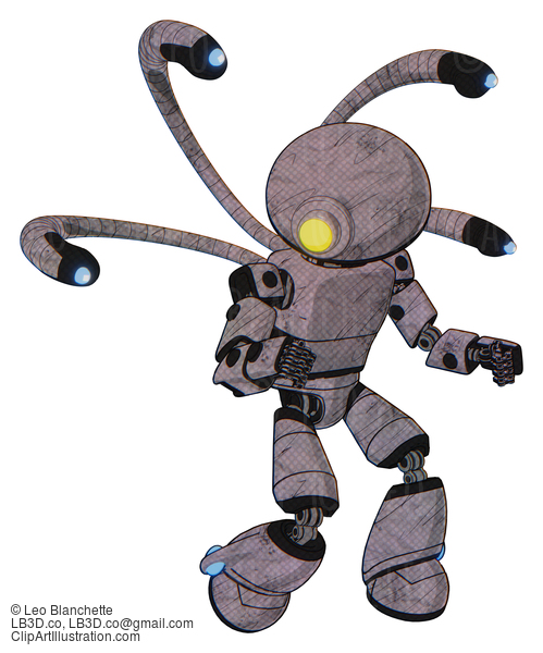 Android Containing Yellow Cyclops Dome Head And Light Chest Exoshielding And Prototype Exoplate Chest And Blue-Eye Cam Cable Tentacles And Light Leg Exoshielding. Sketch Fast Lines. #18955