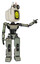Robot containing old computer monitor and pixel design of yellow happy face and old computer magnetic tape and light chest exoshielding and ultralight chest exosuit and prototype exoplate legs.