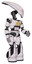 Droid containing flat elongated skull head and light chest exoshielding and yellow star and light leg exoshielding and stomper foot mod. White halftone toon. Facing left view.