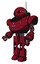 Cyborg containing oval wide head and retro antenna with light and heavy upper chest and triangle of blue leds and prototype exoplate legs. Fire engine red halftone. Facing right view.