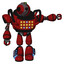 Automaton containing oval wide head and green led ornament and heavy upper chest and colored lights array and light leg exoshielding and megneto-hovers foot mod. Dark red.