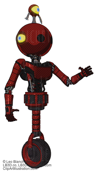 Android Containing Oval Wide Head And Minibot Ornament And Light Chest Exoshielding And Ultralight Chest Exosuit And Unicycle Wheel. Matted Red. Interacting. #18999