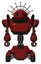 Bot containing oval wide head and techno halo ornament and heavy upper chest and six-wheeler base. Matted red. Front view.
