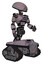 Automaton containing dome head and light chest exoshielding and blue energy core and tank tracks. Dark sketch lines. Facing left view.
