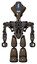 Droid containing flat elongated skull head and visor and heavy upper chest and no chest plating and light leg exoshielding. Light brown halftone. Front view.