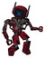 Robot containing digital display head and x face and winglets and heavy upper chest and no chest plating and prototype exoplate legs. Grunge dots royal red. Fight or defense pose..