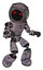 Bot containing round barbed wire round head and light chest exoshielding and prototype exoplate chest and light leg exoshielding. Dark ink dots sketch. Fight or defense pose..