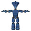 Droid containing flat elongated skull head and light chest exoshielding and prototype exoplate chest and light leg exoshielding. Blue halftone. T-pose.