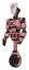 Cyborg containing humanoid face mask and slashes war paint and light chest exoshielding and blue energy core and unicycle wheel. Toon pink tint. Facing right view.
