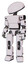 Mech containing dome head and light chest exoshielding and prototype exoplate chest and prototype exoplate legs. White halftone toon. Standing looking right restful pose.